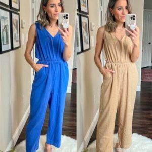 Women's Sleeveless Jumpsuit - Universal Thread™ Tan Size L, XL, S New With Tags